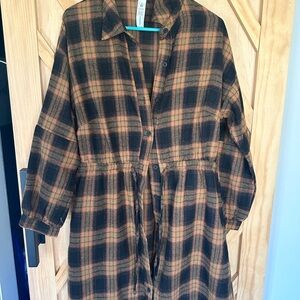 Plaid Button-Up Dress